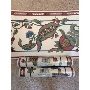 Vintage Village Wallpaper Border Jacobean Floral Pomegranate 3 Rolls‎ Lot 23